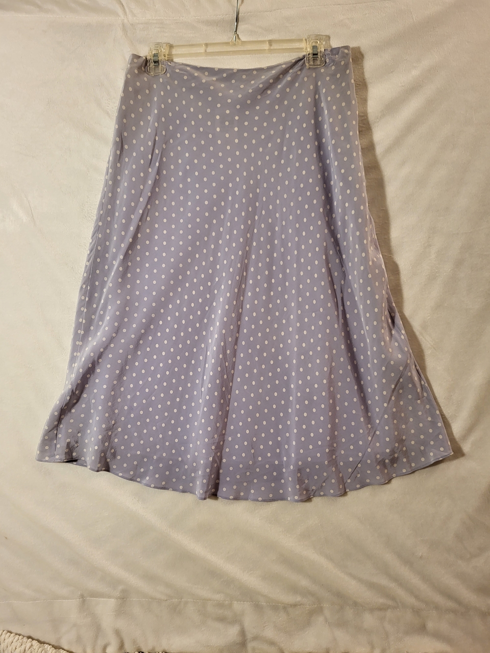 Vintage Coldwater Creek Lavender Polka Dot 100% Silk A-Line Skirt